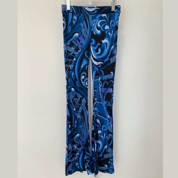 EMILIO PUCCI BLACK BLUE MULTI VISCOSE SILK PRINT PANTS 36RT62 SIZE IT 42 / US 8 - Picture 3 of 15